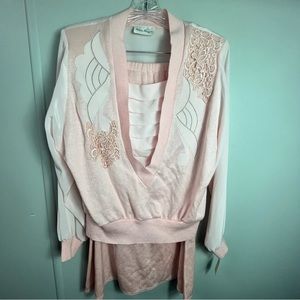 Amazing Vintage NWT Philippe Marques Sweater Shirt and Skirt Set in Pink SZ 12
